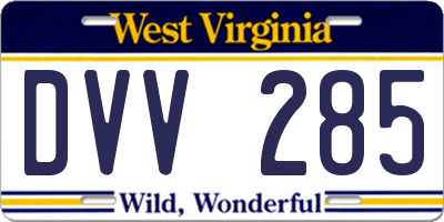 WV license plate DVV285