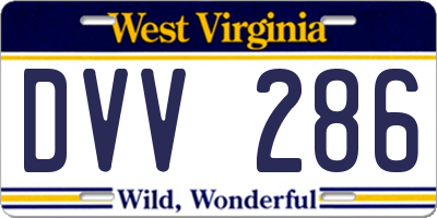 WV license plate DVV286