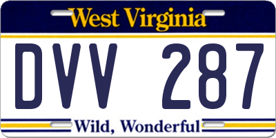 WV license plate DVV287
