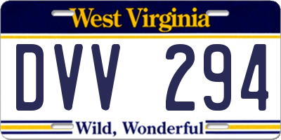 WV license plate DVV294
