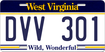 WV license plate DVV301