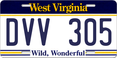 WV license plate DVV305