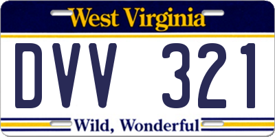 WV license plate DVV321