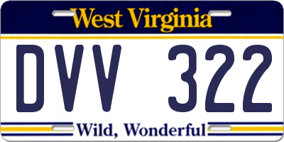 WV license plate DVV322