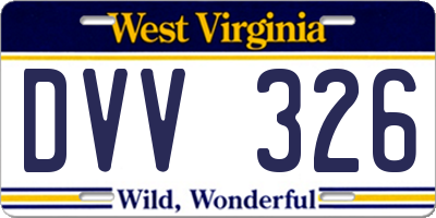WV license plate DVV326