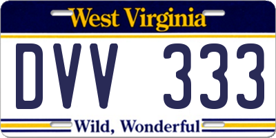 WV license plate DVV333