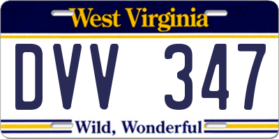 WV license plate DVV347