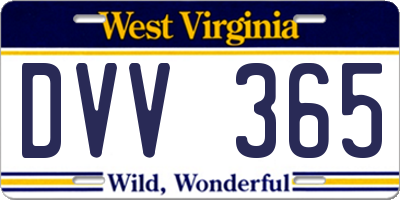 WV license plate DVV365