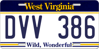 WV license plate DVV386