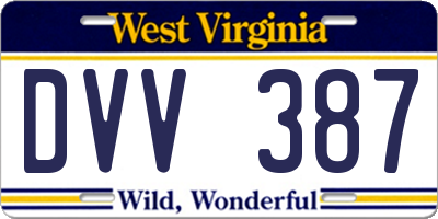 WV license plate DVV387