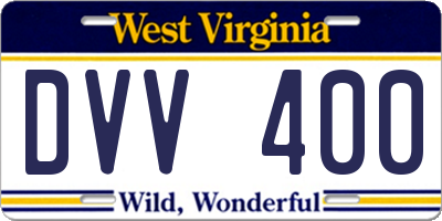 WV license plate DVV400