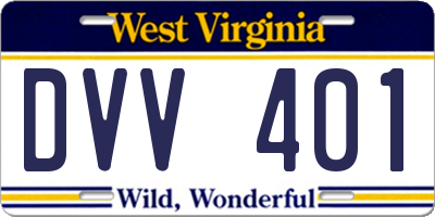 WV license plate DVV401