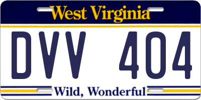 WV license plate DVV404