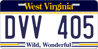 WV license plate DVV405