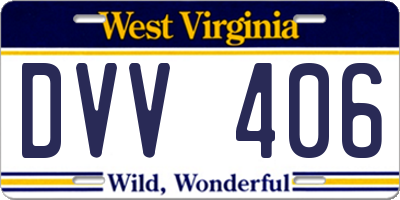 WV license plate DVV406