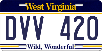 WV license plate DVV420