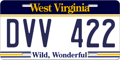 WV license plate DVV422
