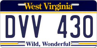 WV license plate DVV430