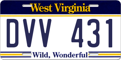 WV license plate DVV431