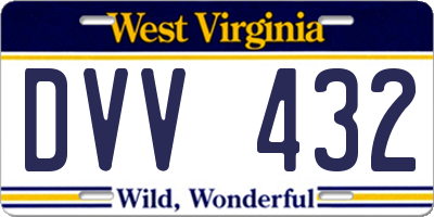 WV license plate DVV432