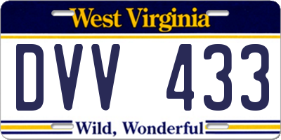 WV license plate DVV433