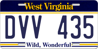 WV license plate DVV435