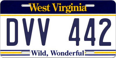 WV license plate DVV442
