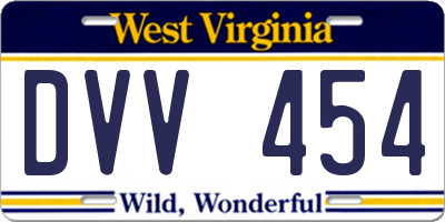 WV license plate DVV454