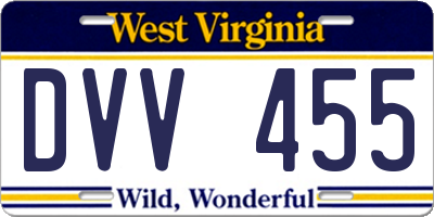 WV license plate DVV455