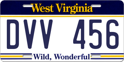WV license plate DVV456