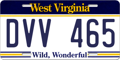 WV license plate DVV465