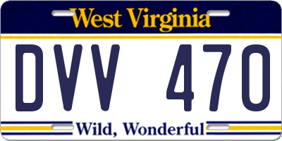 WV license plate DVV470