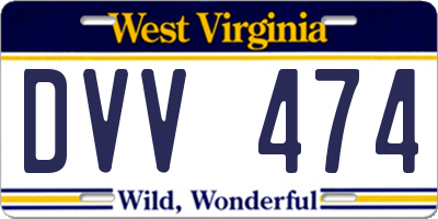 WV license plate DVV474