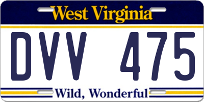 WV license plate DVV475