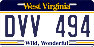 WV license plate DVV494