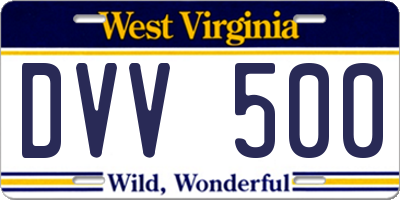 WV license plate DVV500