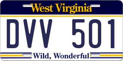 WV license plate DVV501