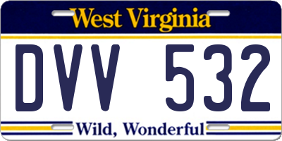 WV license plate DVV532