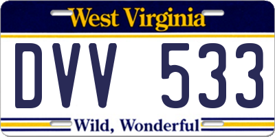 WV license plate DVV533