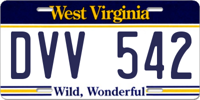 WV license plate DVV542