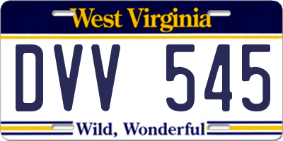 WV license plate DVV545
