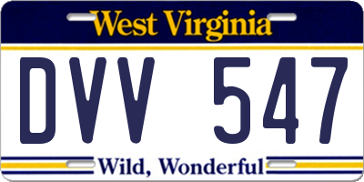 WV license plate DVV547