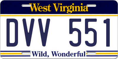 WV license plate DVV551