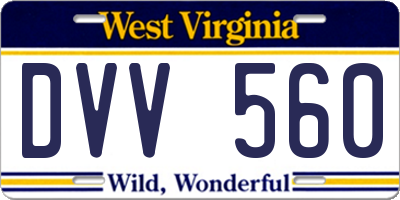 WV license plate DVV560