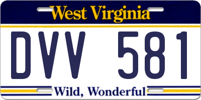 WV license plate DVV581