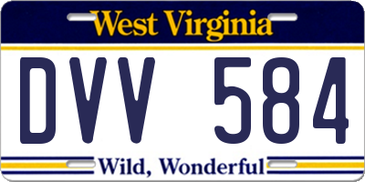 WV license plate DVV584