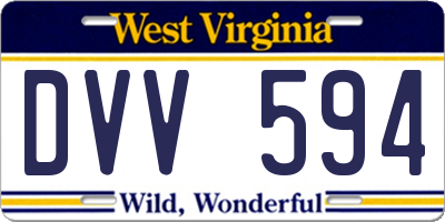 WV license plate DVV594