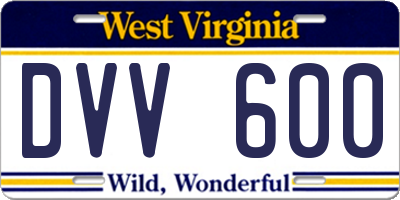 WV license plate DVV600