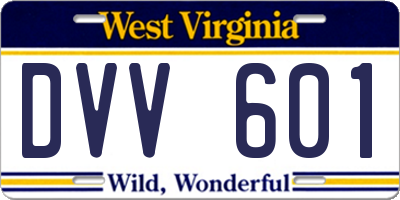 WV license plate DVV601
