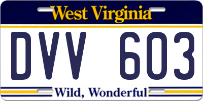 WV license plate DVV603